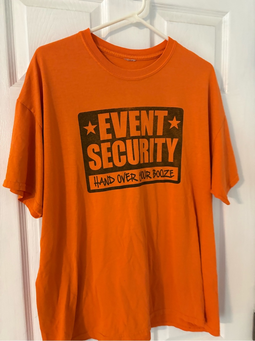 Event Security Hand Over Your Booze Graphic T-Shirt Orange Men’s Large Funny Tee - Picture 4 of 5